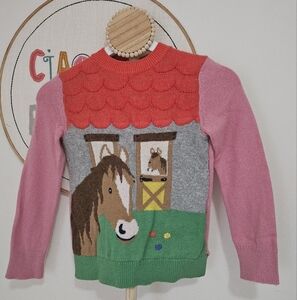 Mini Boden Pink and Red Horse Sweater